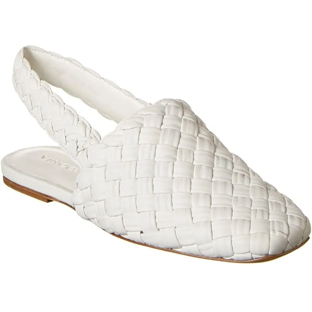Vince Cadot White Woven Leather Mules Size 9.5 - Picture 1 of 4